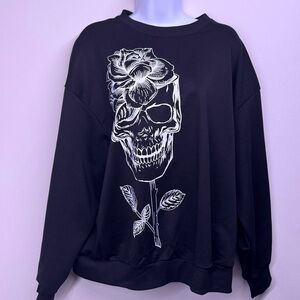 Black Skull and Rose Sweatshirt